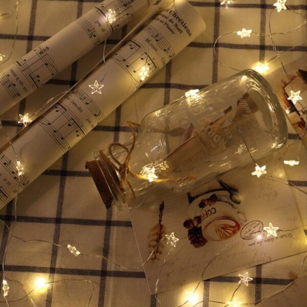Copper Wire Star LED String Lights – Twinkle Fairy Lights for Room Decor