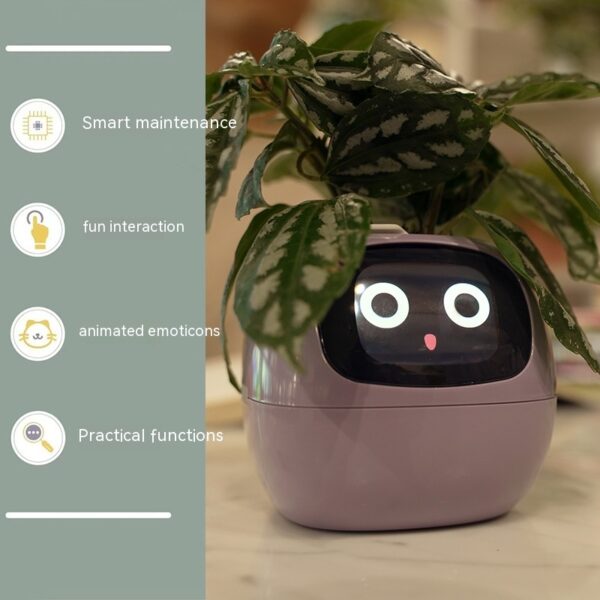Smart AI Planter with Interactive Expressions – Cute Self-Watering Plant Pot