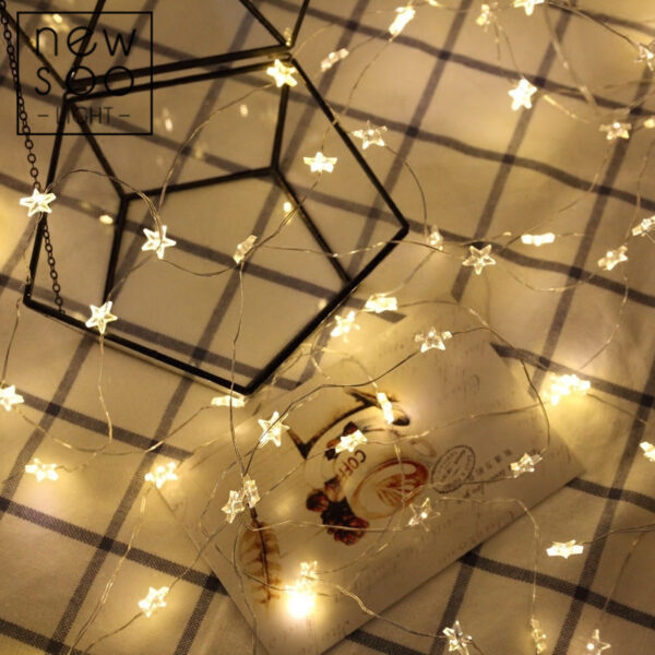 Copper Wire Star LED String Lights – Twinkle Fairy Lights for Room Decor
