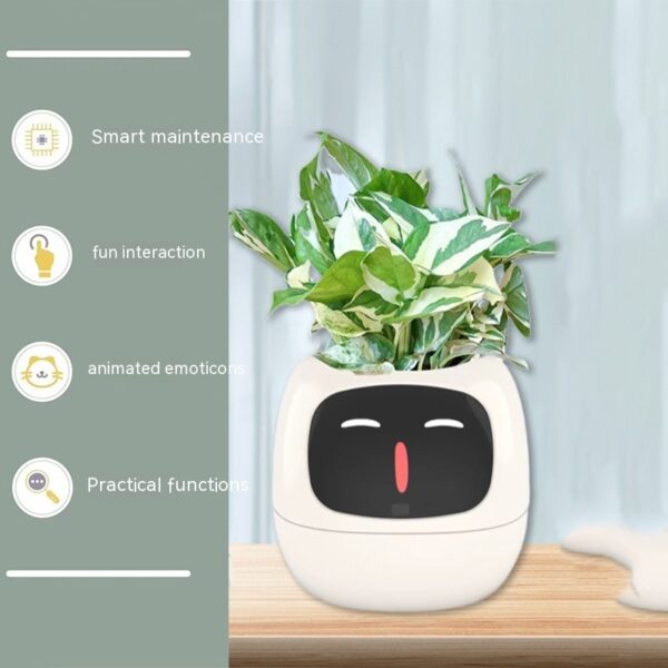 Smart AI Planter with Interactive Expressions – Cute Self-Watering Plant Pot